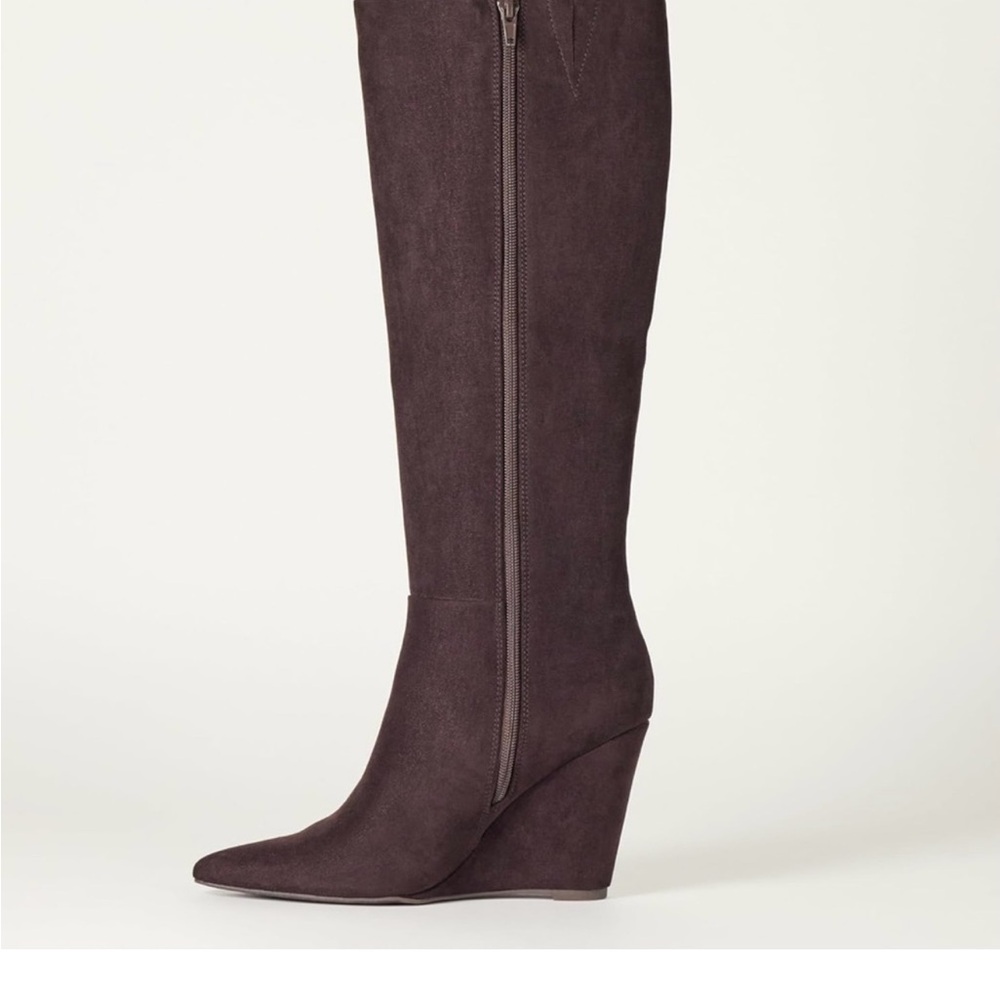 Elegant Brown Knee-High Wedge Boots